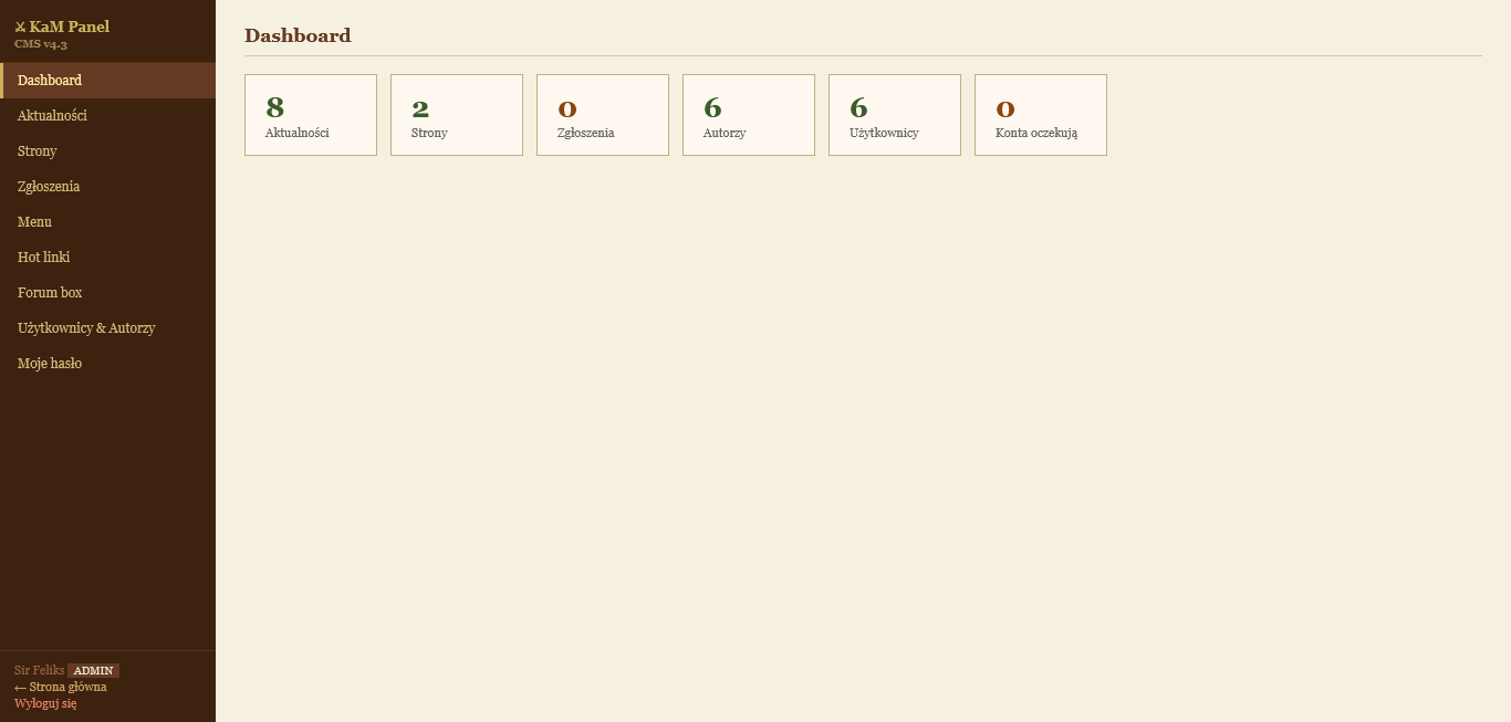 Panel zarządzanie panelem