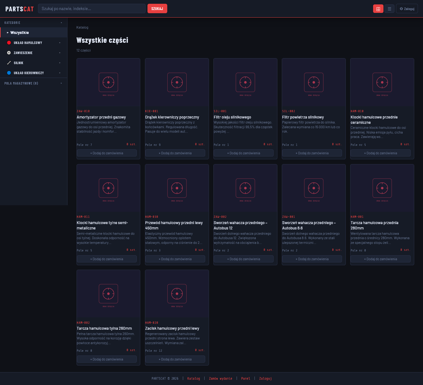 Partscat - system zarządzania częściami zamiennymi