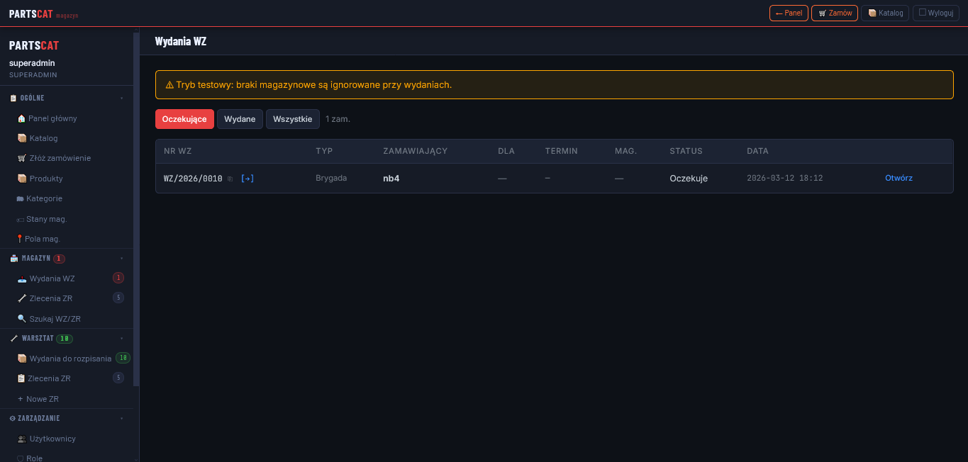 Partscat - system zarządzania częściami zamiennymi