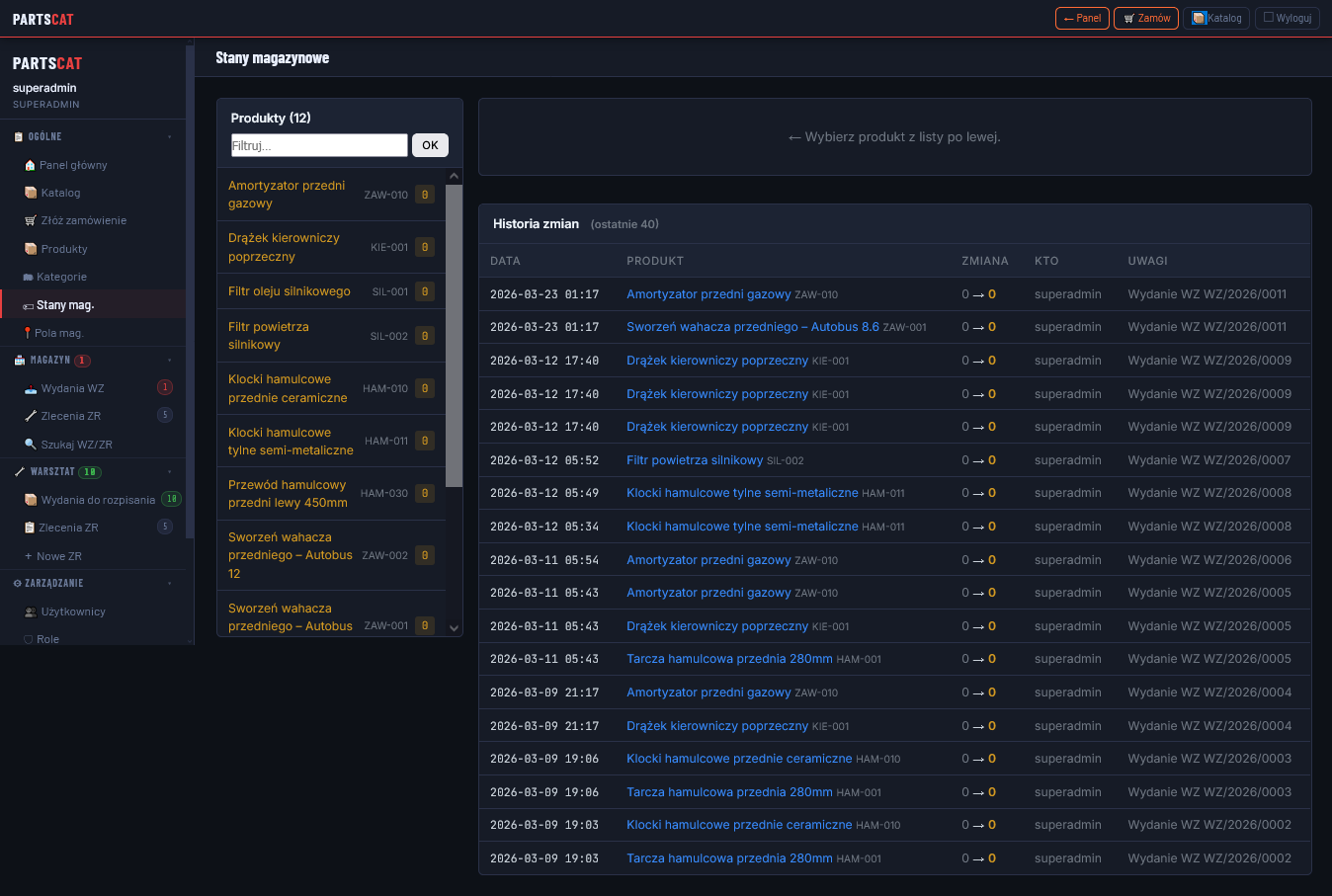 Partscat - system zarządzania częściami zamiennymi